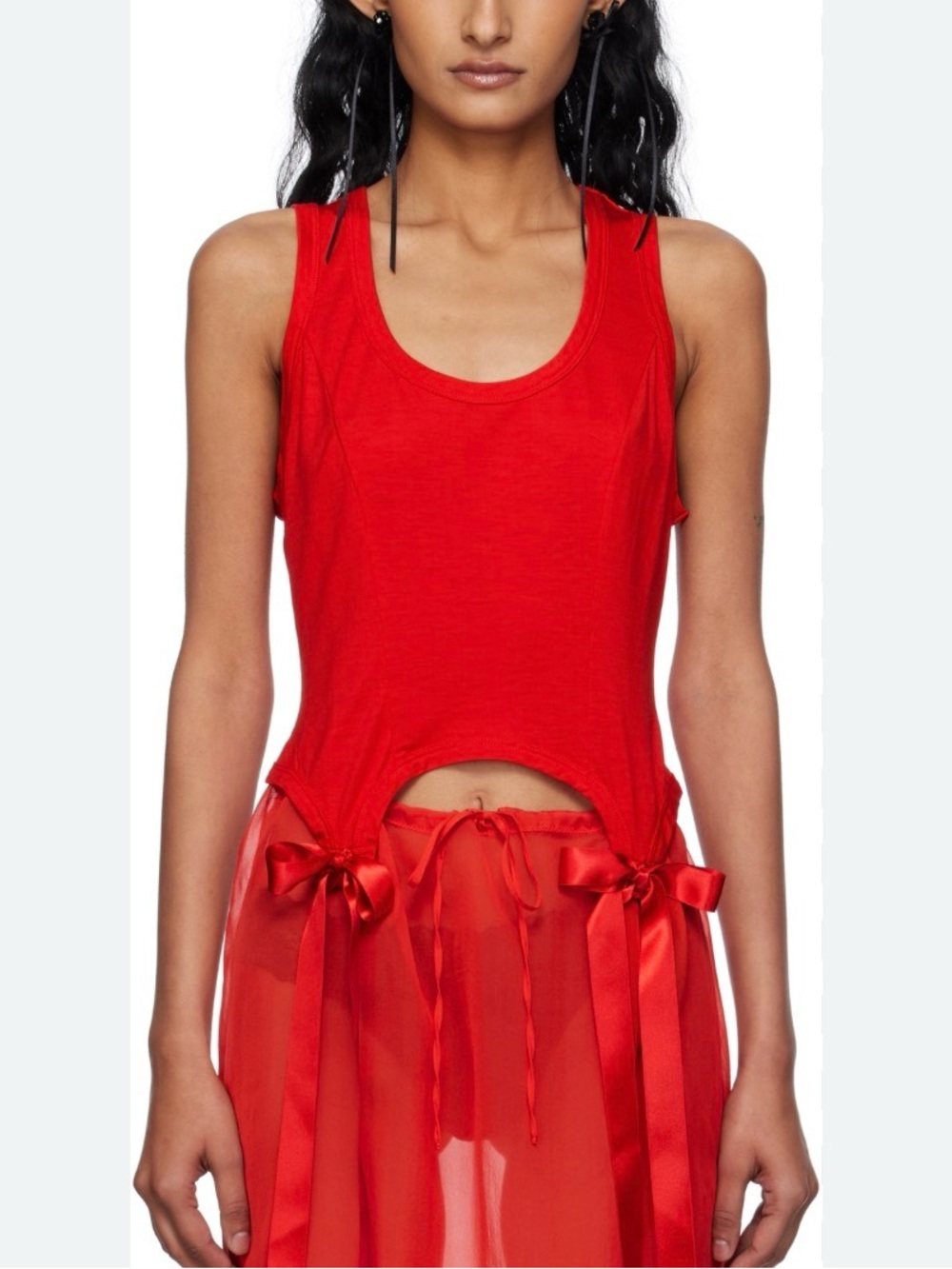 Simone Rocha Red Sleeveless Tank with Scoop Neck